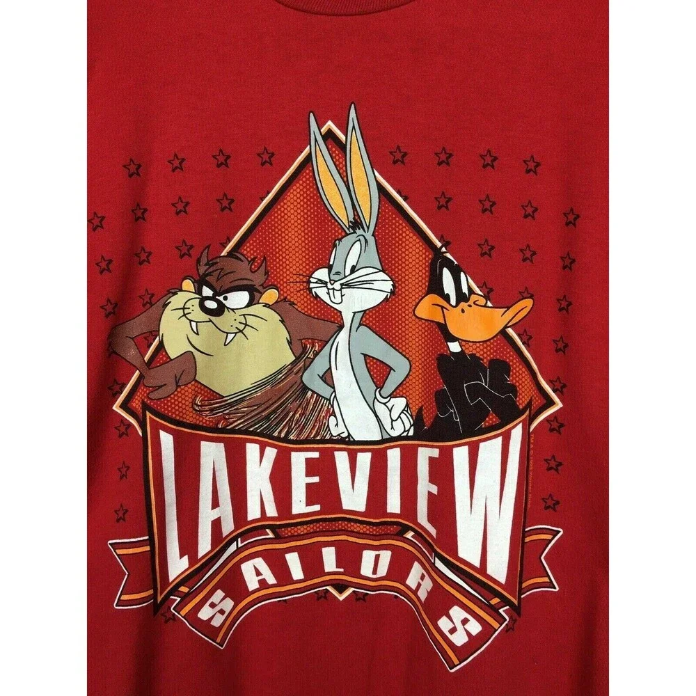VTG 90s Warner Brothers Looney Tunes Bugs Daffy Tasmanian Devil Velva Sheen Tee